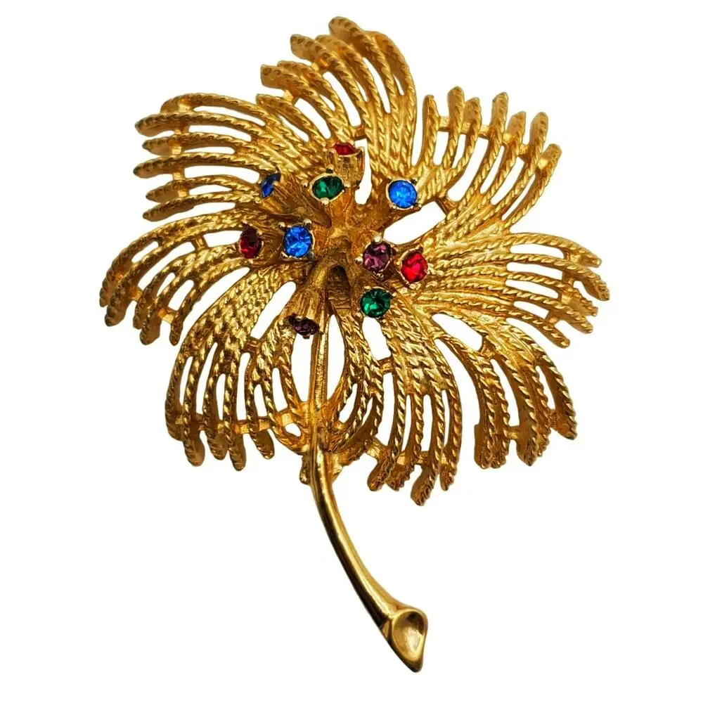 Sarah Coventry Fireworks Brooch Multi Color Rhinestone Starburst Celestial Pin